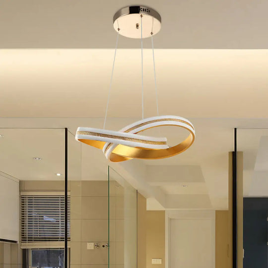 Modern Gold Twisting Hanging Chandelier With Led Acrylic Ceiling Pendant / White