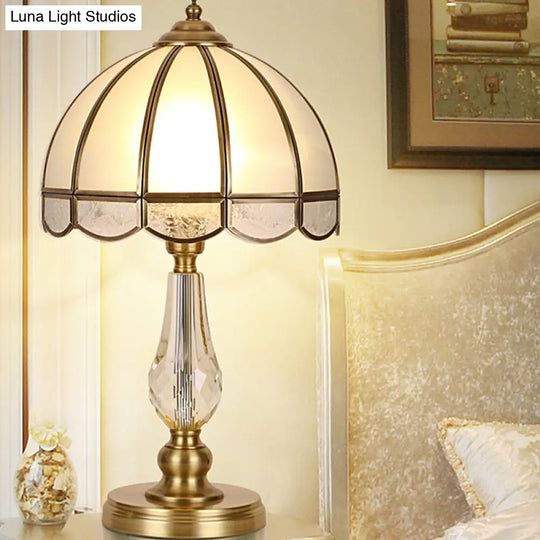 Modern Gold Umbrella Table Lamp With Frosted Glass Shade