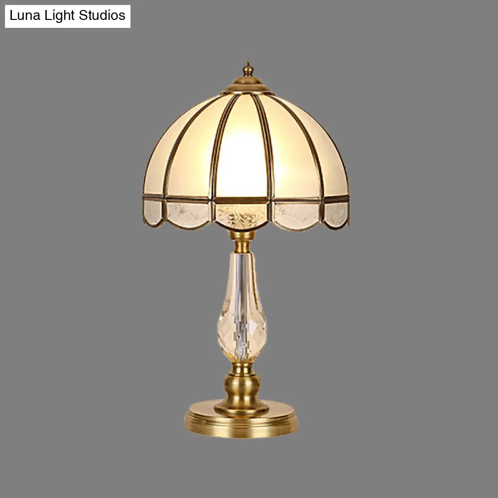 Modern Gold Umbrella Table Lamp With Frosted Glass Shade