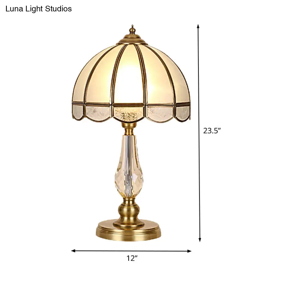 Modern Gold Umbrella Table Lamp With Frosted Glass Shade