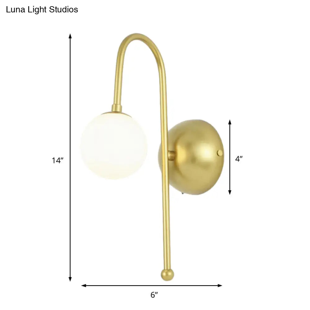 Modern Gold Wall Mounted Globe Light Fixture With Opal Glass For Living Room