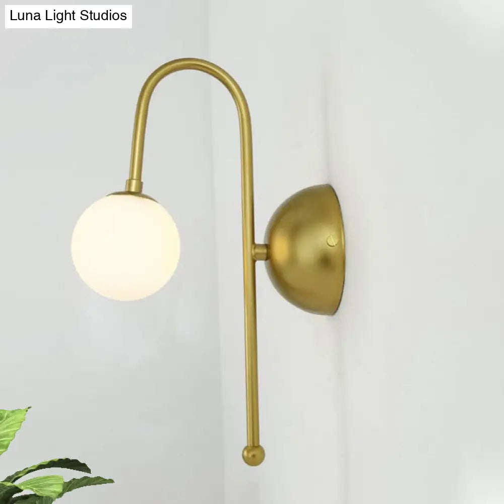 Modern Gold Wall Mounted Globe Light Fixture With Opal Glass For Living Room