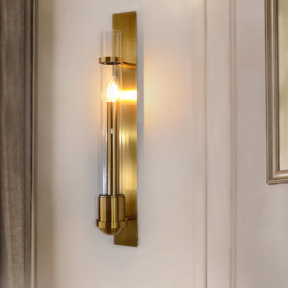 Modern Gold Wall Sconce Light With Clear Glass Shade