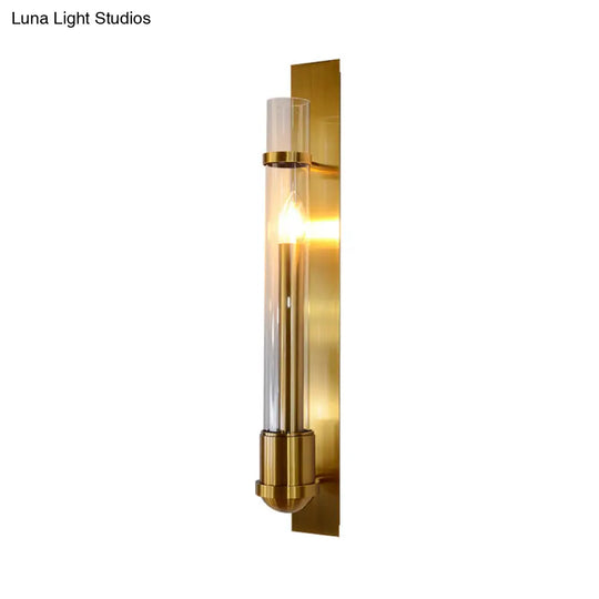 Modern Gold Wall Sconce Light With Clear Glass Shade