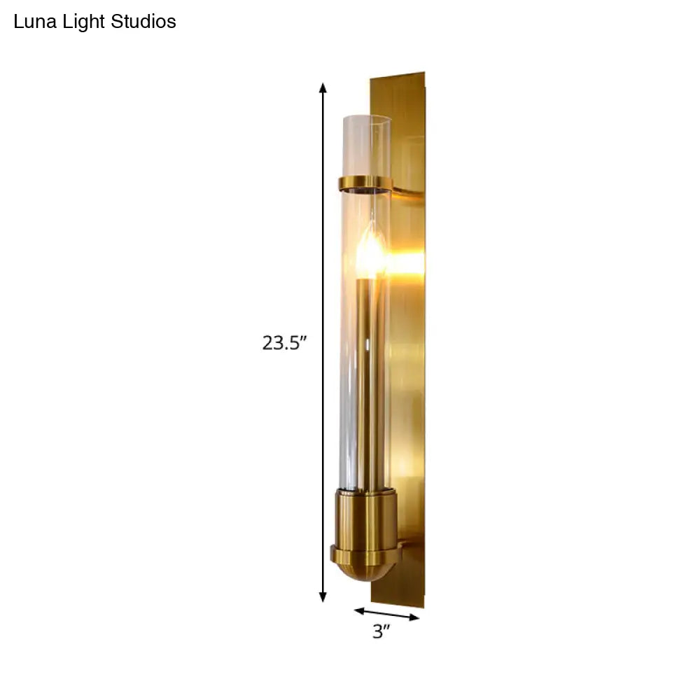 Modern Gold Wall Sconce Light With Clear Glass Shade