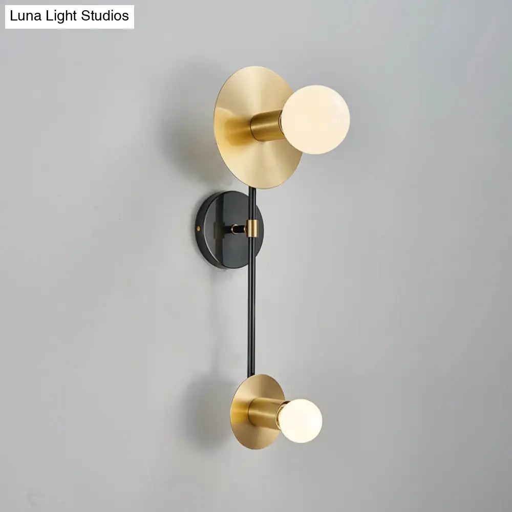 Modern Gold Wall Sconce With Opal Glass Shade - 2 Lights Bulb Lamp