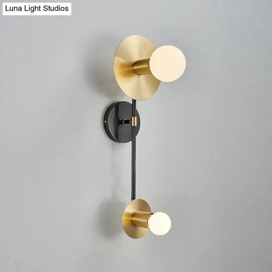 Modern Gold Wall Sconce With Opal Glass Shade - 2 Lights Bulb Lamp