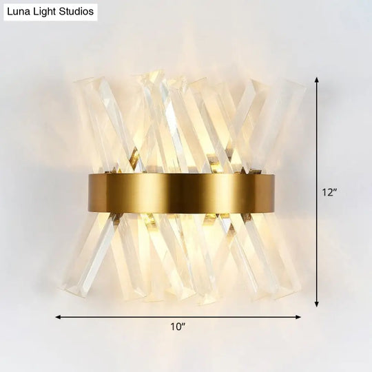 Modern Gold X-Shaped Wall Sconce With K9 Crystal - Bedroom Mount Lamp