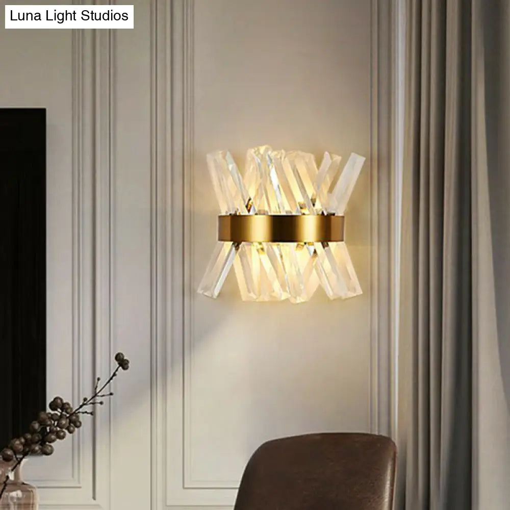 Modern Gold X-Shaped Wall Sconce With K9 Crystal - Bedroom Mount Lamp