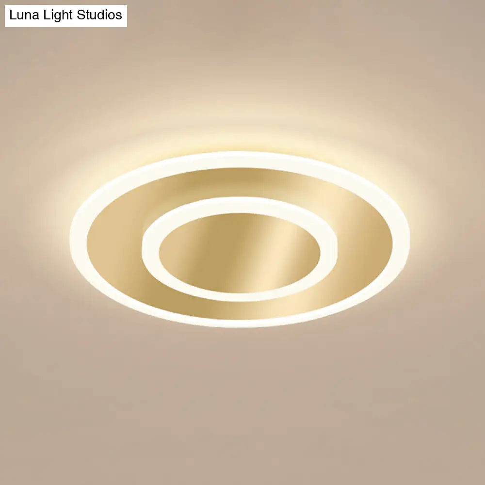 Modern Golden Geometric Flushmount Ceiling Light With Acrylic Led For Stairs