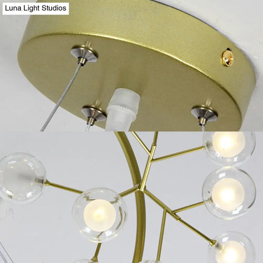 Modern Golden Ring Chandelier - 32/35.5 W Clear Glass Shade 27/36/45-Light Hanging Fixture