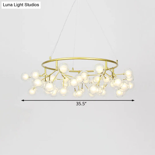 Modern Golden Ring Chandelier - 32/35.5 W Clear Glass Shade 27/36/45-Light Hanging Fixture