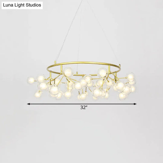 Modern Golden Ring Chandelier - 32/35.5 W Clear Glass Shade 27/36/45-Light Hanging Fixture