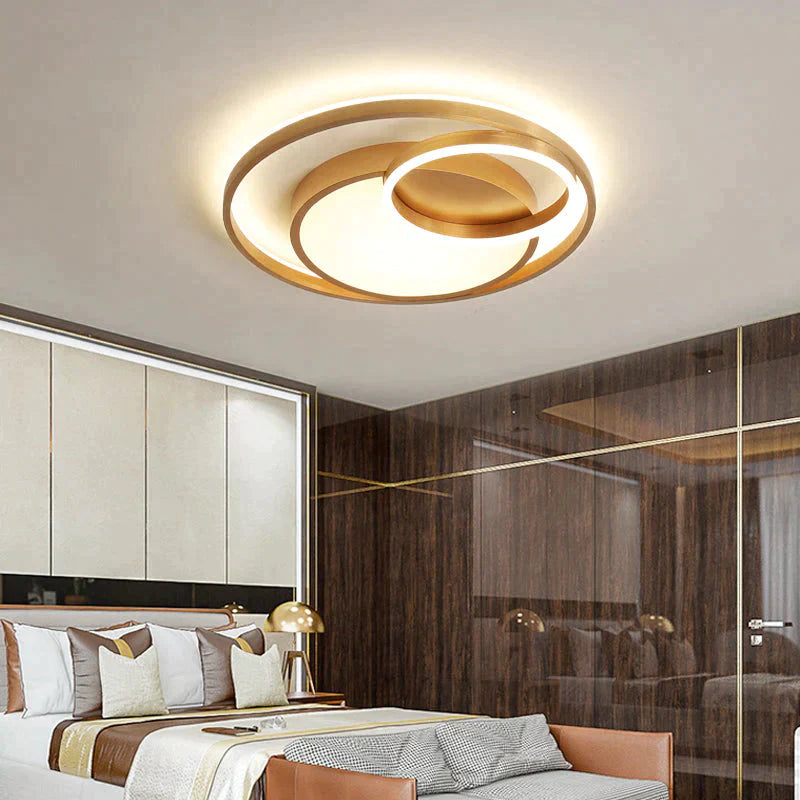 Modern Golden Round Led Ceiling Lamps Living Room Bedroom Dimmable Remote Control Acrylic Light