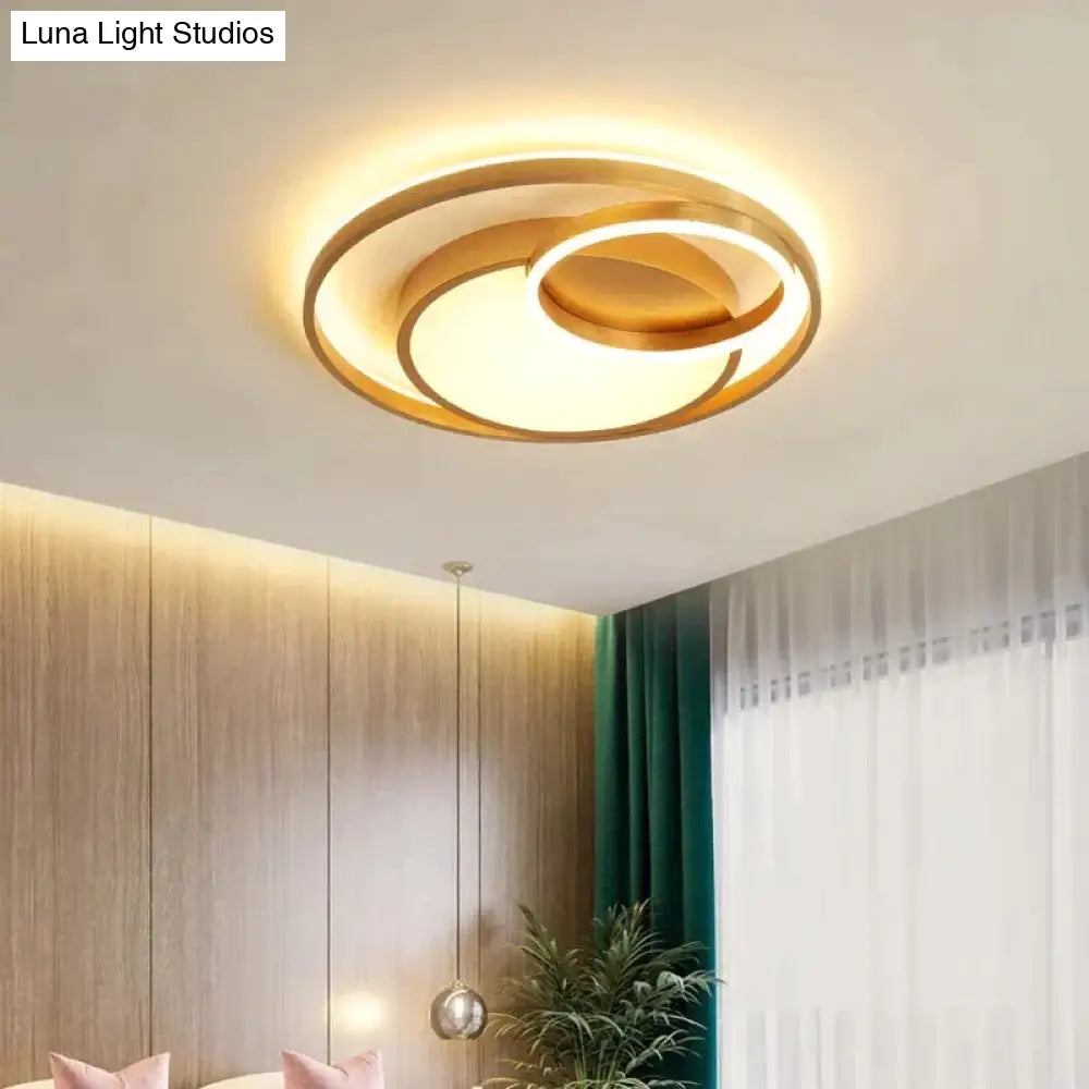 Modern Golden Round Led Ceiling Lamps Living Room Bedroom Dimmable Remote Control Acrylic Light