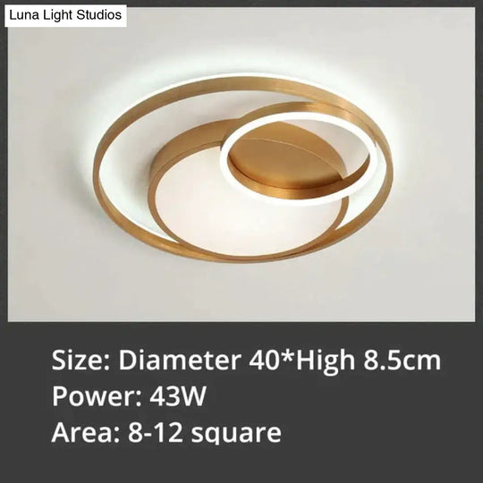 Modern Golden Round Led Ceiling Lamps Living Room Bedroom Dimmable Remote Control Acrylic Light