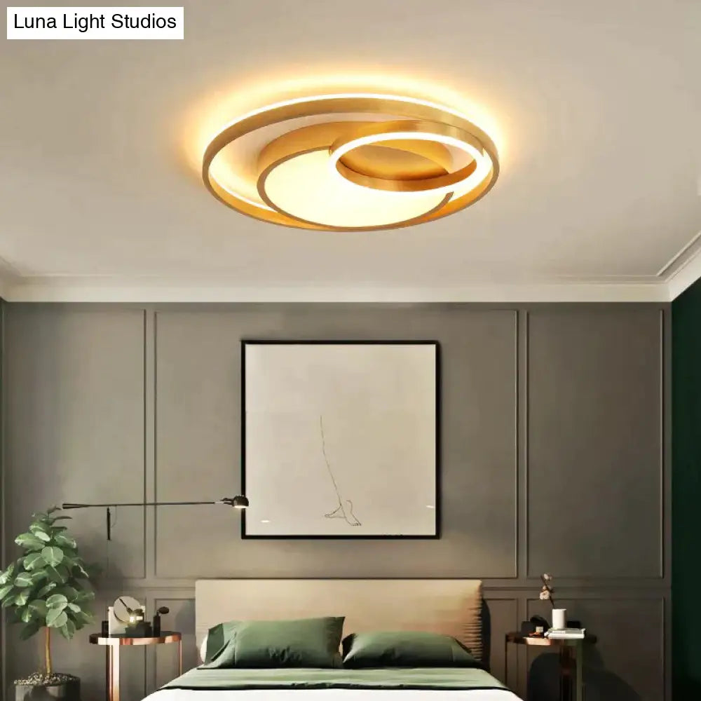 Modern Golden Round Led Ceiling Lamps Living Room Bedroom Dimmable Remote Control Acrylic Light