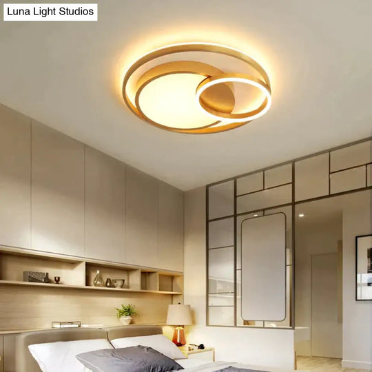 Modern Golden Round Led Ceiling Lamps Living Room Bedroom Dimmable Remote Control Acrylic Light