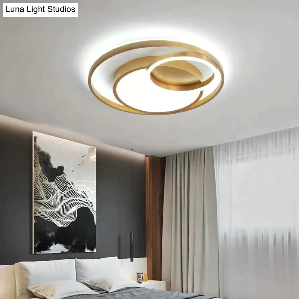 Modern Golden Round Led Ceiling Lamps Living Room Bedroom Dimmable Remote Control Acrylic Light