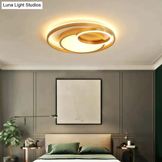 Modern Golden Round Led Ceiling Lamps Living Room Bedroom Dimmable Remote Control Acrylic Light