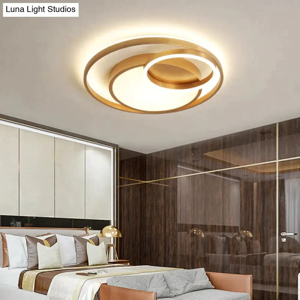 Modern Golden Round Led Ceiling Lamps Living Room Bedroom Dimmable Remote Control Acrylic Light