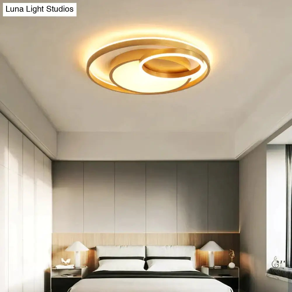 Modern Golden Round Led Ceiling Lamps Living Room Bedroom Dimmable Remote Control Acrylic Light