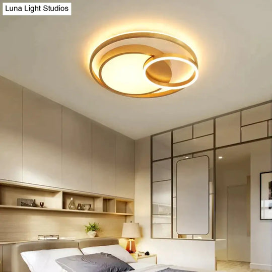 Modern Golden Round Led Ceiling Lamps Living Room Bedroom Dimmable Remote Control Acrylic Light