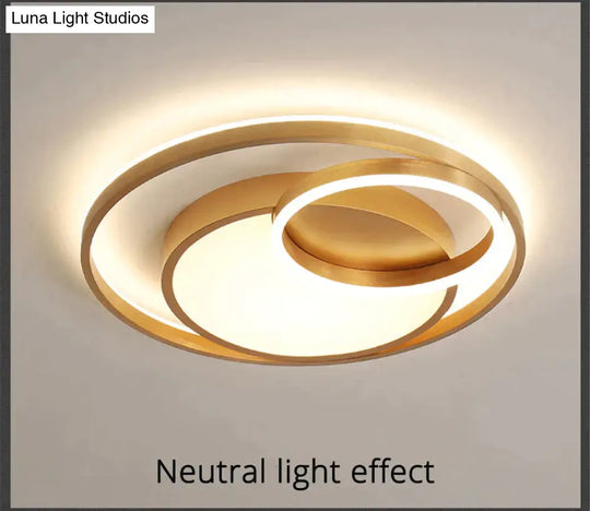 Modern Golden Round Led Ceiling Lamps Living Room Bedroom Dimmable Remote Control Acrylic Light