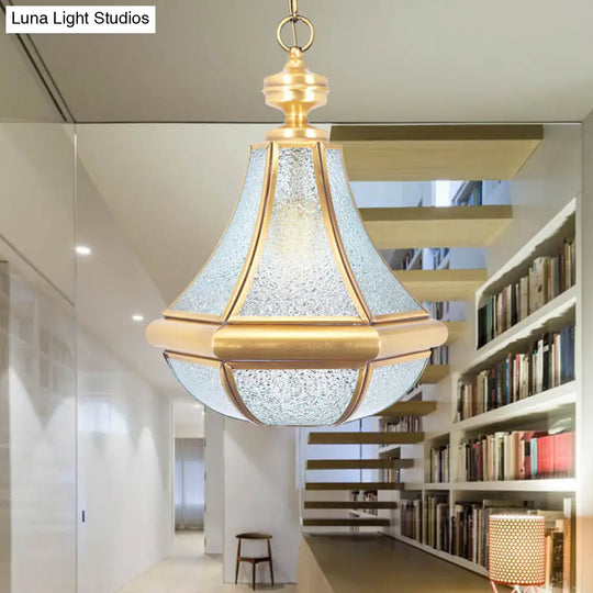 Modern Gourd Glass Pendant Light Fixture For Bedroom - Clear/Textured White/Cream 1 Bulb