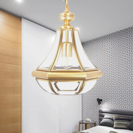 Modern Gourd Glass Pendant Light Fixture For Bedroom - Clear/Textured White/Cream 1 Bulb Clear