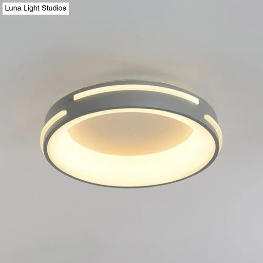 Modern Gray Circle Led Ceiling Light Fixture Warm/White Lighting 18.5’/24.5’ Wide