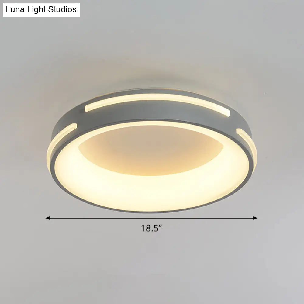 Modern Gray Circle Led Ceiling Light Fixture Warm/White Lighting 18.5/24.5 Wide