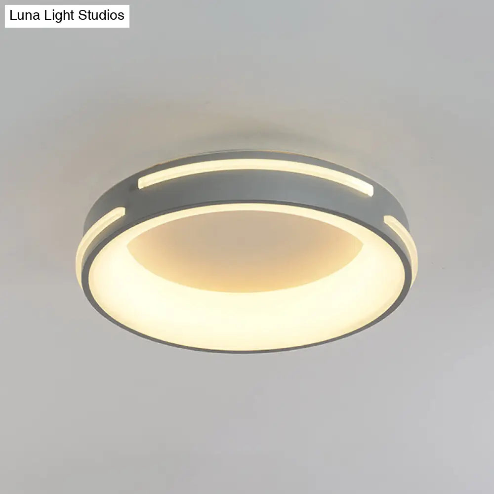Modern Gray Circle Led Ceiling Light Fixture Warm/White Lighting 18.5/24.5 Wide