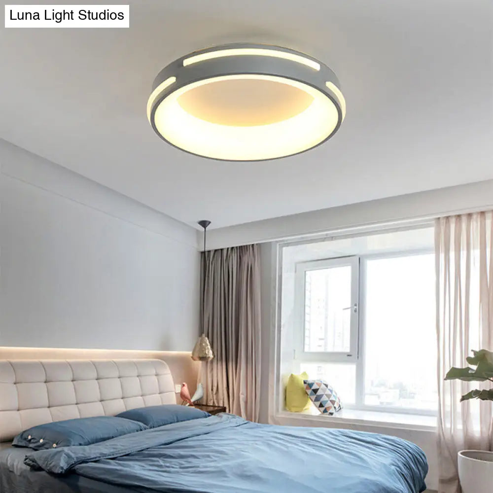 Modern Gray Circle Led Ceiling Light Fixture Warm/White Lighting 18.5/24.5 Wide Grey / 18.5 White