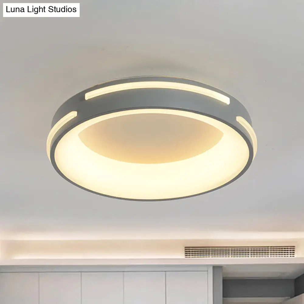 Modern Gray Circle Led Ceiling Light Fixture Warm/White Lighting 18.5’/24.5’ Wide