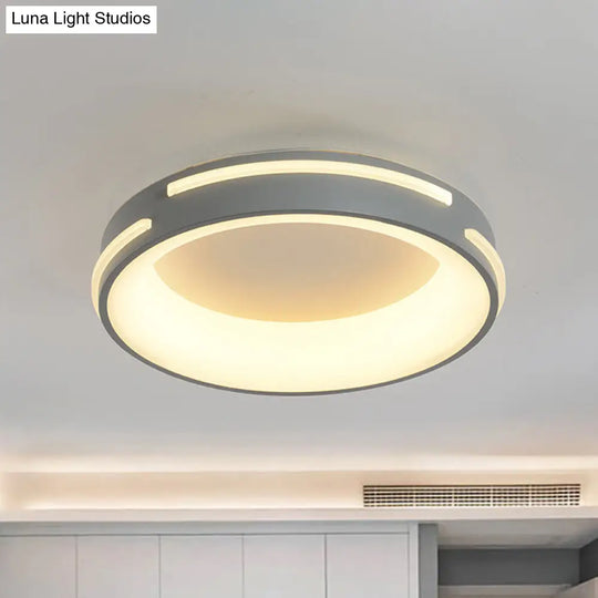 Modern Gray Circle Led Ceiling Light Fixture Warm/White Lighting 18.5/24.5 Wide