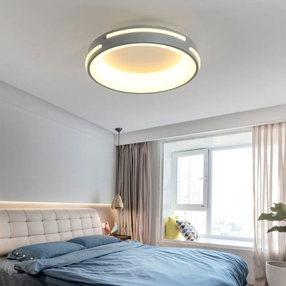 Modern Gray Circle Led Ceiling Light Fixture Warm/White Lighting 18.5’/24.5’ Wide Grey / 18.5’ White