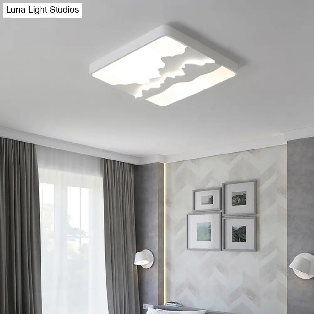 Modern Gray/White Metal Led Flush Mount Ceiling Lamp - 16/19.5 Wide Warm/White Light White / 16