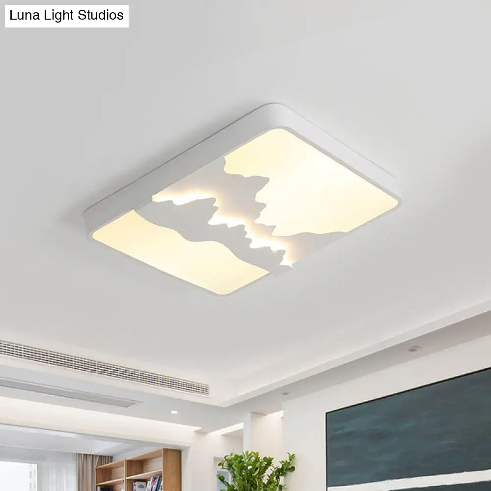 Modern Gray/White Metal Led Flush Mount Ceiling Lamp - 16/19.5 Wide Warm/White Light