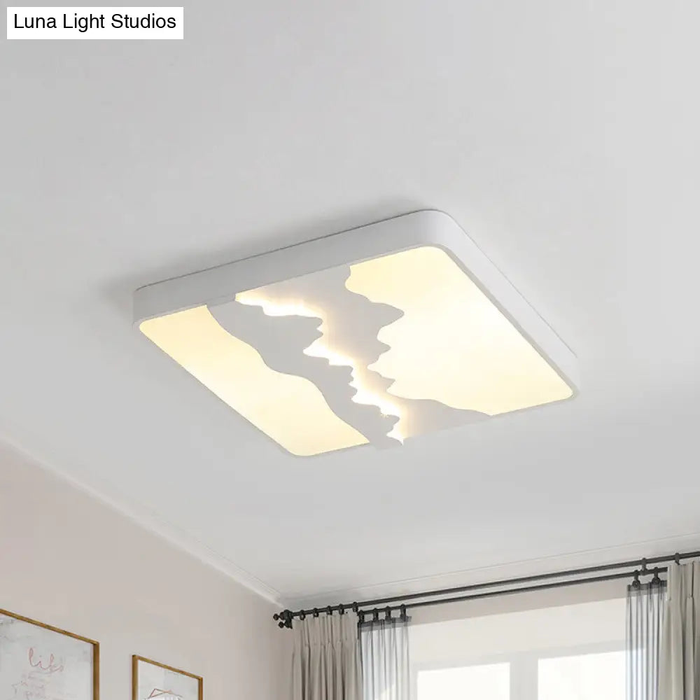Modern Gray/White Metal Led Flush Mount Ceiling Lamp - 16/19.5 Wide Warm/White Light White / 16 Warm
