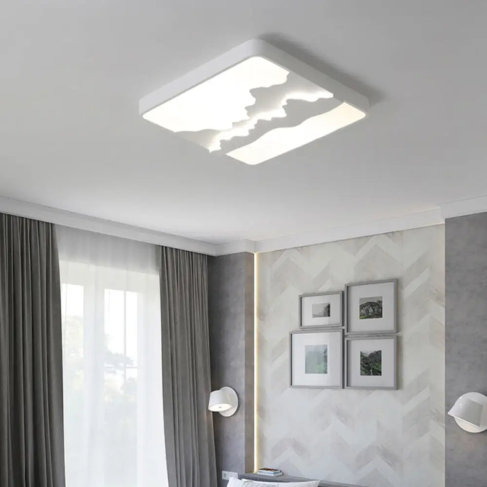 Modern Gray/White Metal Led Flush Mount Ceiling Lamp - 16’/19.5’ Wide Warm/White Light White / 16’
