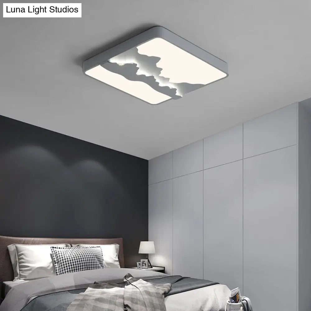 Modern Gray/White Metal Led Flush Mount Ceiling Lamp - 16/19.5 Wide Warm/White Light Grey / 16 White