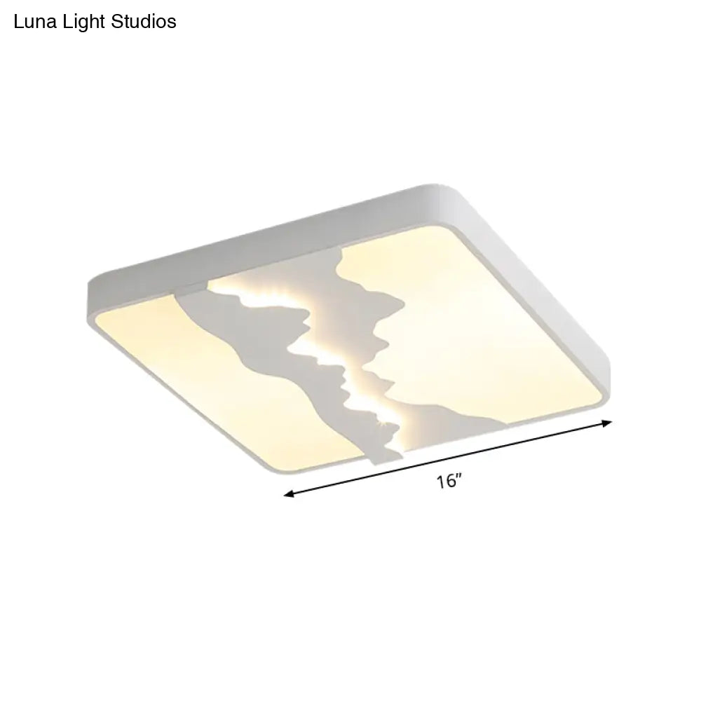 Modern Gray/White Metal Led Flush Mount Ceiling Lamp - 16’/19.5’ Wide Warm/White Light