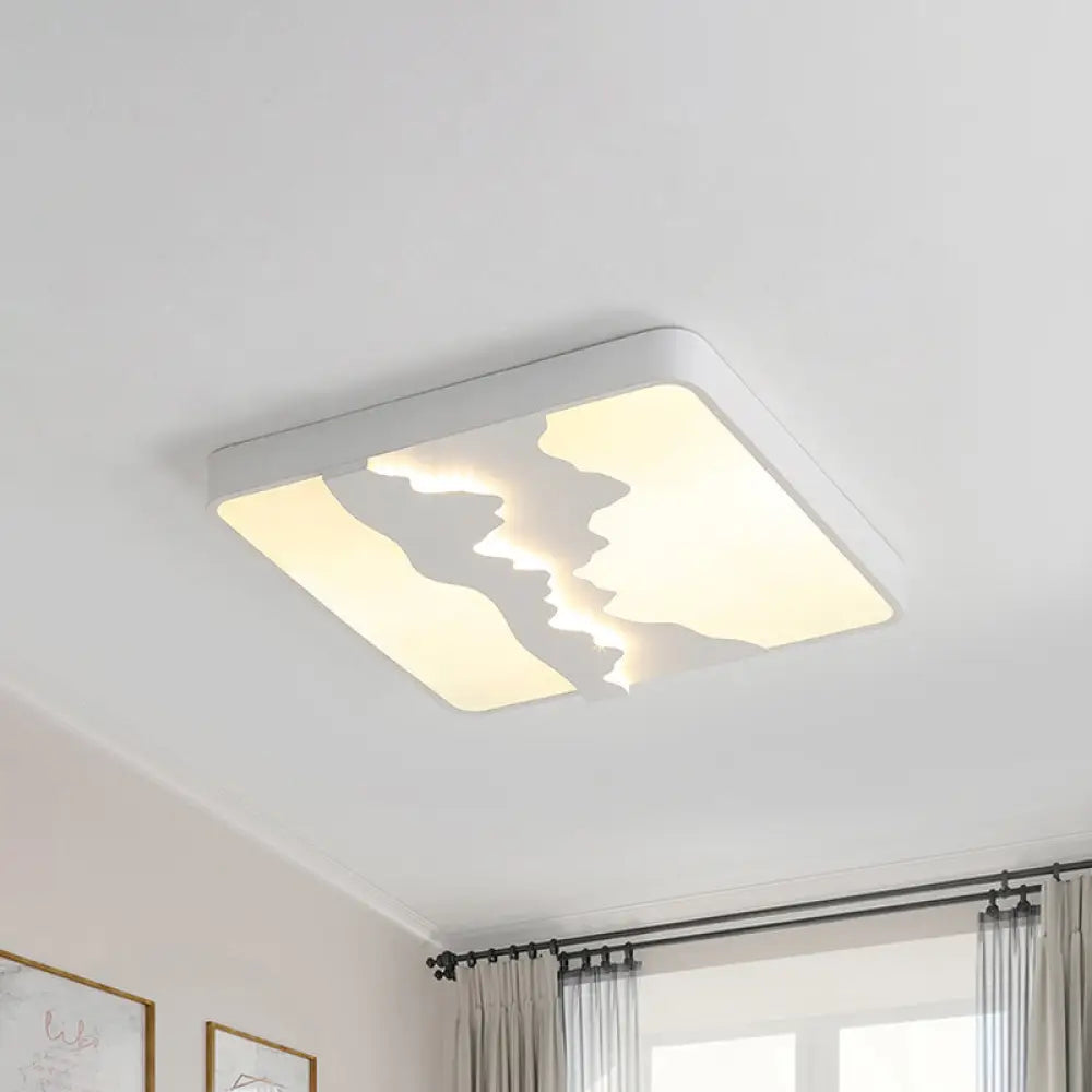 Modern Gray/White Metal Led Flush Mount Ceiling Lamp - 16’/19.5’ Wide Warm/White Light White /
