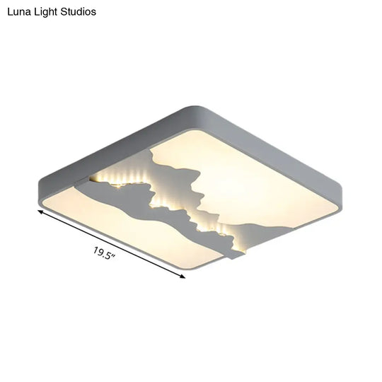 Modern Gray/White Metal Led Flush Mount Ceiling Lamp - 16/19.5 Wide Warm/White Light