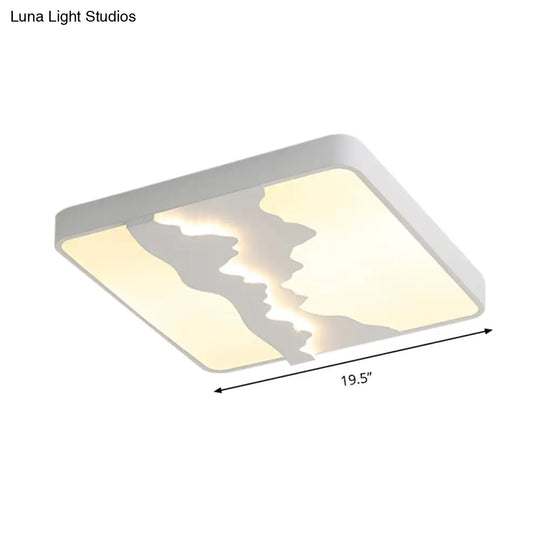 Modern Gray/White Metal Led Flush Mount Ceiling Lamp - 16’/19.5’ Wide Warm/White Light
