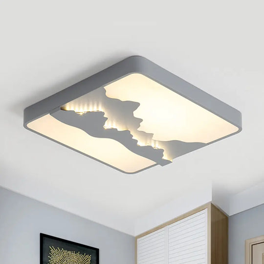 Modern Gray/White Metal Led Flush Mount Ceiling Lamp - 16’/19.5’ Wide Warm/White Light Grey /