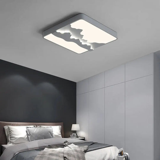 Modern Gray/White Metal Led Flush Mount Ceiling Lamp - 16’/19.5’ Wide Warm/White Light Grey /