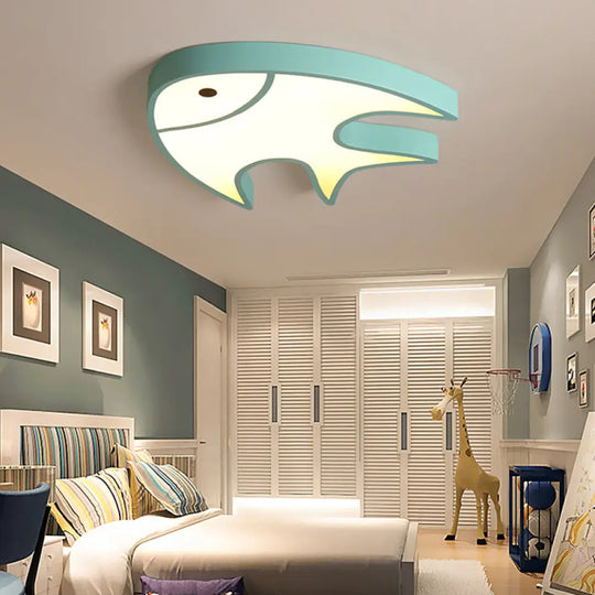 Modern Green Fish Ceiling Light For Nursing Room Blue / Warm