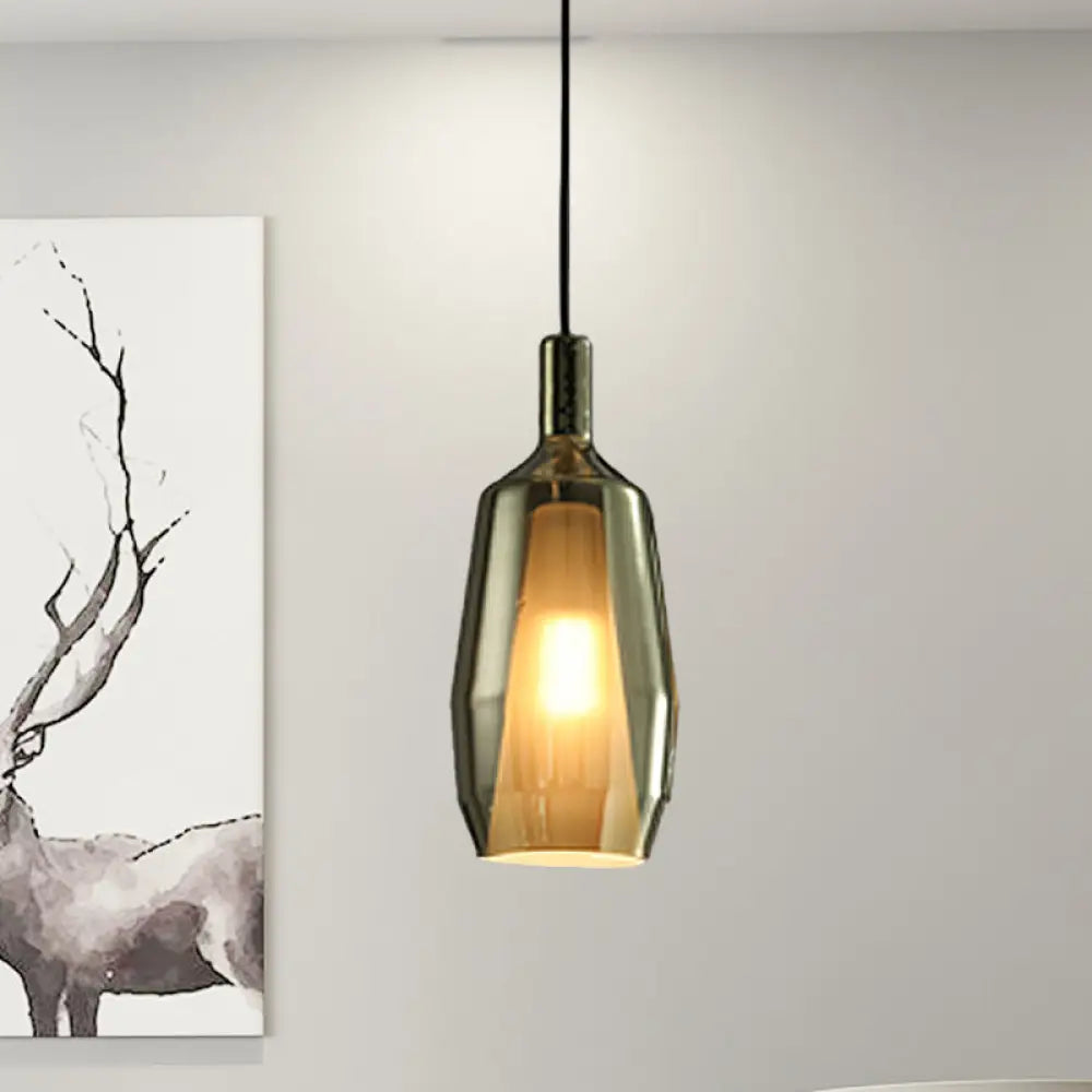 Modern Green Glass Tulip Pendant Light Fixture - Dining Room Hanging Lamp Kit